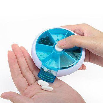 Boîte à médicaments portable avec plateau rond de 7 jours