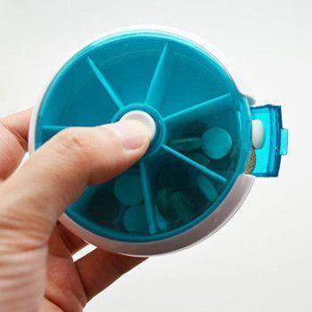 Boîte à médicaments portable avec plateau rond de 7 jours