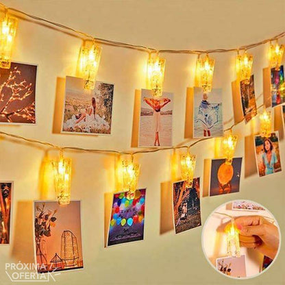 Guirlande lumineuse LED avec pinces pour photos