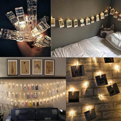 Guirlande lumineuse LED avec pinces pour photos