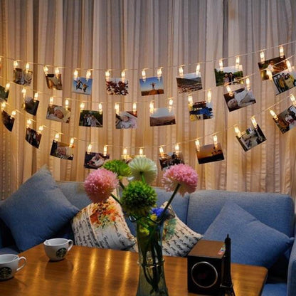 Guirlande lumineuse LED avec pinces pour photos