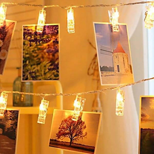 Guirlande lumineuse LED avec pinces pour photos
