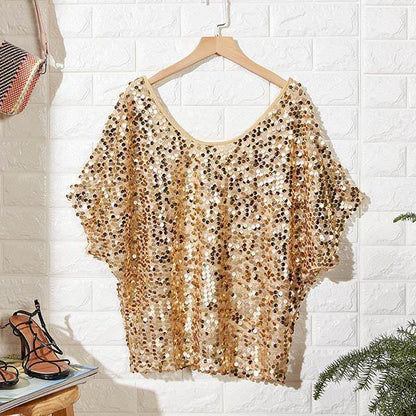 Blouse féminine à manches courtes avec sequins