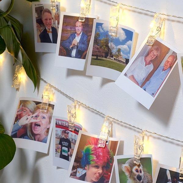 Guirlande lumineuse LED avec pinces pour photos
